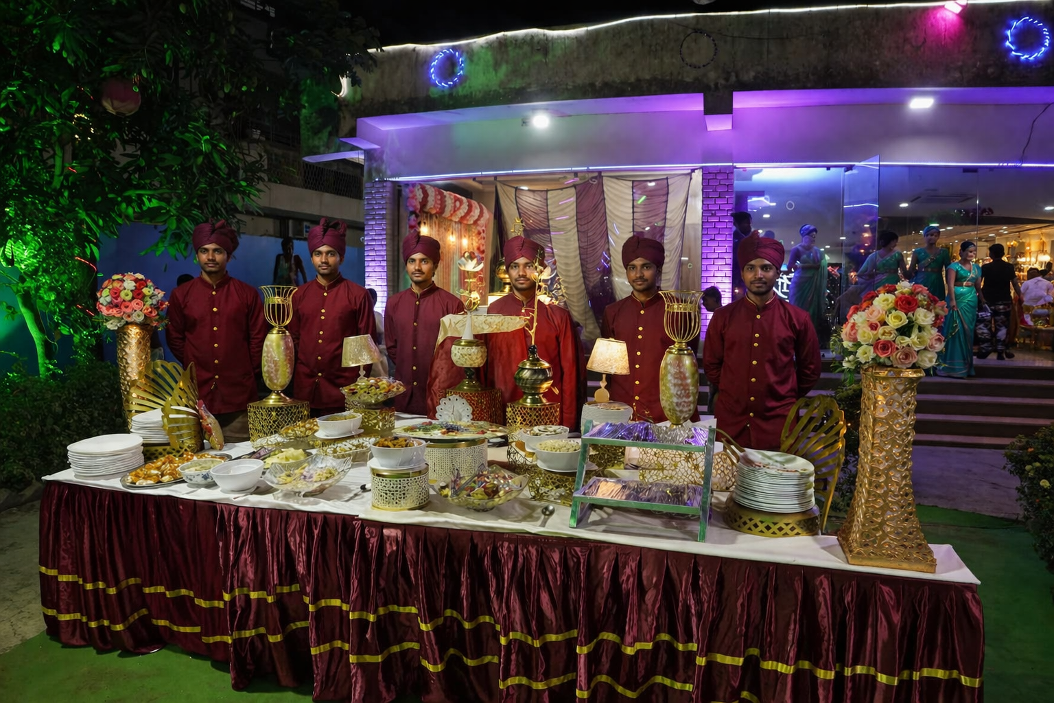 Vibrant outdoor buffet at a wedding